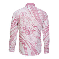 Sharks Couple Dreamy Polynesians Floral Sea Long Sleeve Button Shirt Pink LT7 - Polynesian Pride