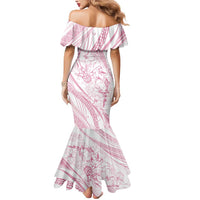 Sharks Couple Dreamy Polynesians Floral Sea Mermaid Dress Pink - Polynesian Pride