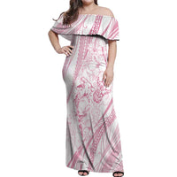 Sharks Couple Dreamy Polynesians Floral Sea Off Shoulder Maxi Dress Pink - Polynesian Pride
