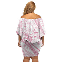Sharks Couple Dreamy Polynesians Floral Sea Off Shoulder Short Dress Pink - Polynesian Pride