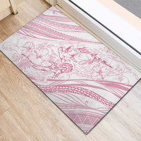 Sharks Couple Dreamy Polynesians Floral Sea Rubber Doormat Pink - Polynesian Pride