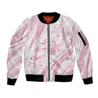 Sharks Couple Dreamy Polynesians Floral Sea Sleeve Zip Bomber Jacket Pink LT7 Unisex Pink - Polynesian Pride