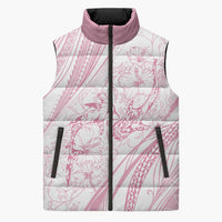Sharks Couple Dreamy Polynesians Floral Sea Sleeveless Puffer Jacket Pink LT7 Unisex Pink - Polynesian Pride