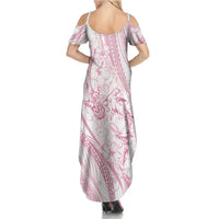 Sharks Couple Dreamy Polynesians Floral Sea Summer Maxi Dress Pink - Polynesian Pride