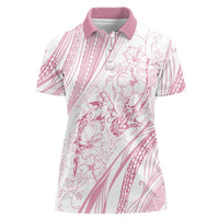 Sharks Couple Dreamy Polynesians Floral Sea Women Polo Shirt Pink - Polynesian Pride