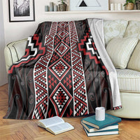 Red Tukutuku Pattern Aotearoa Blanket Niho Taniwha and Puhoro Motifs