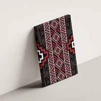Red Tukutuku Pattern Aotearoa Canvas Wall Art Niho Taniwha and Puhoro Motifs