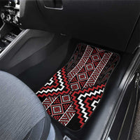 Red Tukutuku Pattern Aotearoa Car Mats Niho Taniwha and Puhoro Motifs