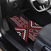 Red Tukutuku Pattern Aotearoa Car Mats Niho Taniwha and Puhoro Motifs