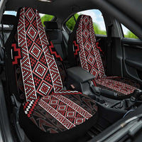 Red Tukutuku Pattern Aotearoa Car Seat Cover Niho Taniwha and Puhoro Motifs