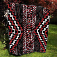 Red Tukutuku Pattern Aotearoa Quilt Niho Taniwha and Puhoro Motifs LT7 - Polynesian Pride