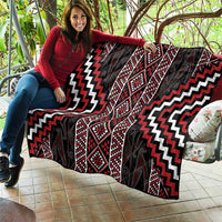 Red Tukutuku Pattern Aotearoa Quilt Niho Taniwha and Puhoro Motifs LT7 - Polynesian Pride