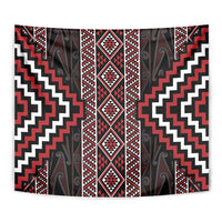 Red Tukutuku Pattern Aotearoa Tapestry Niho Taniwha and Puhoro Motifs
