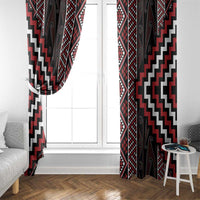 Red Tukutuku Pattern Aotearoa Window Curtain Niho Taniwha and Puhoro Motifs