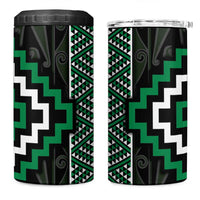 Jade Tukutuku Pattern Aotearoa 4 in 1 Can Cooler Tumbler Niho Taniwha and Puhoro Motifs