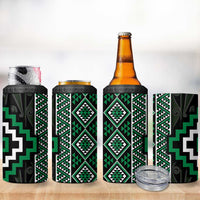 Jade Tukutuku Pattern Aotearoa 4 in 1 Can Cooler Tumbler Niho Taniwha and Puhoro Motifs