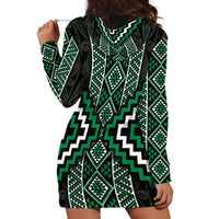 Jade Tukutuku Pattern Aotearoa Hoodie Dress Niho Taniwha and Puhoro Motifs