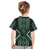 Jade Tukutuku Pattern Aotearoa Kid T Shirt Niho Taniwha and Puhoro Motifs