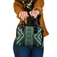 Jade Tukutuku Pattern Aotearoa Shoulder Handbag Niho Taniwha and Puhoro Motifs LT7 One Size Green - Polynesian Pride