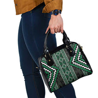 Jade Tukutuku Pattern Aotearoa Shoulder Handbag Niho Taniwha and Puhoro Motifs LT7 - Polynesian Pride