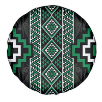 Jade Tukutuku Pattern Aotearoa Spare Tire Cover Niho Taniwha and Puhoro Motifs
