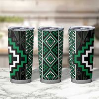 Jade Tukutuku Pattern Aotearoa Tumbler Cup Niho Taniwha and Puhoro Motifs