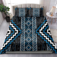 Azure Tukutuku Pattern Aotearoa Bedding Set Niho Taniwha and Puhoro Motifs