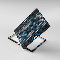 Azure Tukutuku Pattern Aotearoa Canvas Wall Art Niho Taniwha and Puhoro Motifs