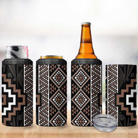 Classic Tukutuku Pattern Aotearoa 4 in 1 Can Cooler Tumbler Niho Taniwha and Puhoro Motifs