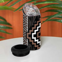 Classic Tukutuku Pattern Aotearoa 4 in 1 Can Cooler Tumbler Niho Taniwha and Puhoro Motifs
