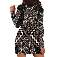 Classic Tukutuku Pattern Aotearoa Hoodie Dress Niho Taniwha and Puhoro Motifs