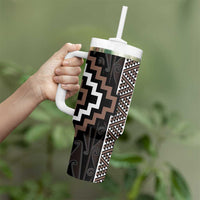 Classic Tukutuku Pattern Aotearoa Tumbler With Handle Niho Taniwha and Puhoro Motifs