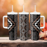 Classic Tukutuku Pattern Aotearoa Tumbler With Handle Niho Taniwha and Puhoro Motifs