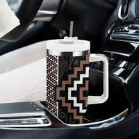 Classic Tukutuku Pattern Aotearoa Tumbler With Handle Niho Taniwha and Puhoro Motifs