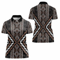Classic Tukutuku Pattern Aotearoa Women Polo Shirt Niho Taniwha and Puhoro Motifs