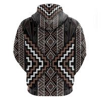 Classic Tukutuku Pattern Aotearoa Zip Hoodie Niho Taniwha and Puhoro Motifs LT7 - Polynesian Pride