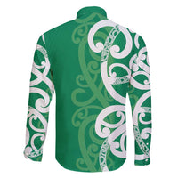 Pounamu Green Maori Family Matching Long Sleeve Bodycon Dress and Hawaiian Shirt Koru Kowhaiwhai - Polynesian Pride