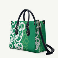 Pounamu Green Maori Leather Bag Koru Kowhaiwhai - Polynesian Pride