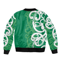 Pounamu Green Maori Sleeve Zip Bomber Jacket Koru Kowhaiwhai LT7 - Polynesian Pride