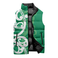 Pounamu Green Maori Sleeveless Puffer Jacket Koru Kowhaiwhai - Polynesian Pride