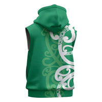 Pounamu Green Maori Sleeveless Zip Hoodie Koru Kowhaiwhai LT7 - Polynesian Pride