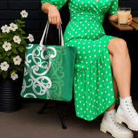 Pounamu Green Maori Tote Bag Koru Kowhaiwhai LT7 - Polynesian Pride