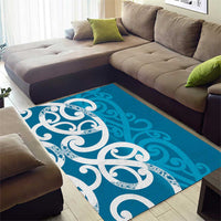 Azure Blue Maori Area Rug Koru Kowhaiwhai - Polynesian Pride