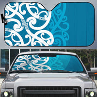 Azure Blue Maori Auto Sun Shade Koru Kowhaiwhai - Polynesian Pride