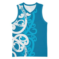 Azure Blue Maori Basketball Jersey Koru Kowhaiwhai LT7 Unisex Blue - Polynesian Pride
