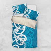 Azure Blue Maori Bedding Set Koru Kowhaiwhai - Polynesian Pride