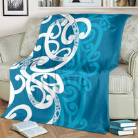 Azure Blue Maori Blanket Koru Kowhaiwhai - Polynesian Pride