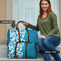 Azure Blue Maori Travel Bag Koru Kowhaiwhai - Polynesian Pride