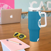 Azure Blue Maori Tumbler With Handle Koru Kowhaiwhai - Polynesian Pride