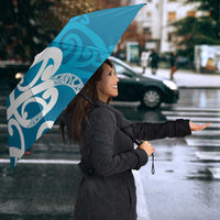 Azure Blue Maori Umbrella Koru Kowhaiwhai LT7 - Polynesian Pride